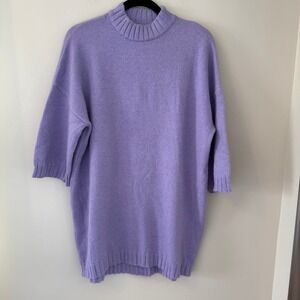 Tuckernuck Lavender Mock Neck Sweater Dress Purple Short Sleeve Knit Tunic Small